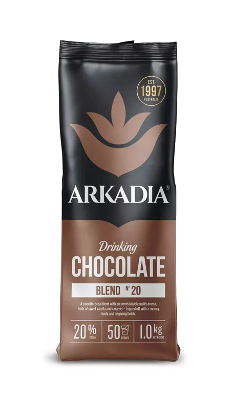 Wholesale 3 x 1kg - Arkadia 20% drinking chocolate 1kg pouch
