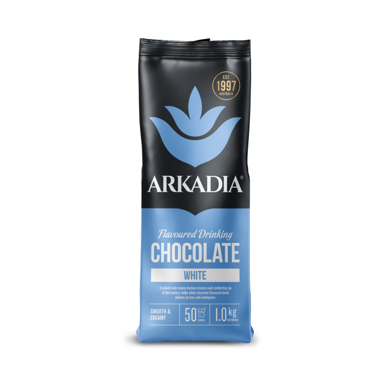 Arkadia white drinking chocolate 1kg front